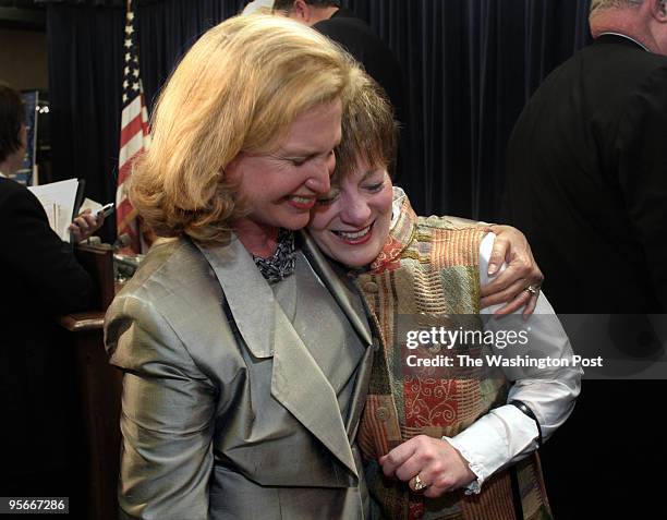 Rep. Carolyn Maloney embraces Debbie Smith at Capitol Hill . Bipartisan coalition of Senate and House lawmakers unveiled a new measure to combat...