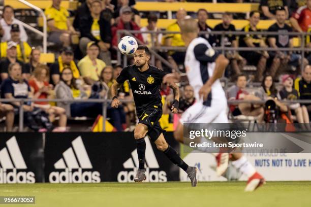 Columbus Crew midfielder Artur clears the ball from the backfield in the MLS regular season game between the Columbus Crew SC and the Philadelphia...