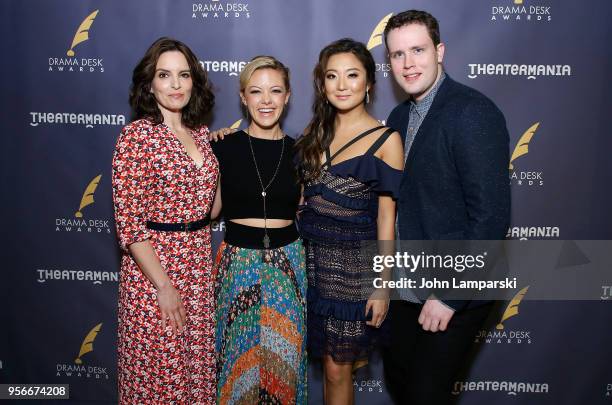 Tina Fey, Kate Rockwell, Daphnee Rubin-Vega and Gary Henson attend 63rd Annual Drama Desk Awards nominees reception at Friedmans in the Edison Hotel...