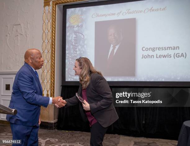 Congressman John Lewis and Catherine Hyde at the PFLAG 45th Anniversary Celebration at the Mayflower Hotel on May 9, 2018 in Washington, DC.