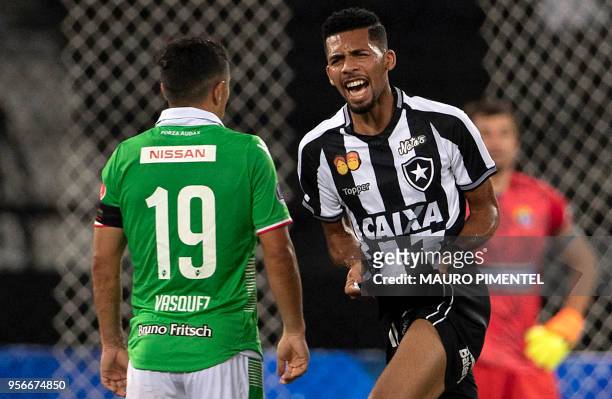 Brazil's Botafogo player Matheus Fernandes celebrates after scoring a goal during a Copa Sudamericana 2018 football match against Chile's Audax...