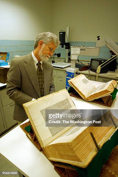 Story about high resolution digital photographs being taken of the Gutenberg Bible and other rare books in the Library of Congress collection. Here,...