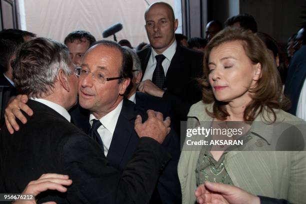 Francois Hollande candidate for the French 2012 presidential election on speech during a campaign meeting on May 3, 2012 in Toulouse, France.