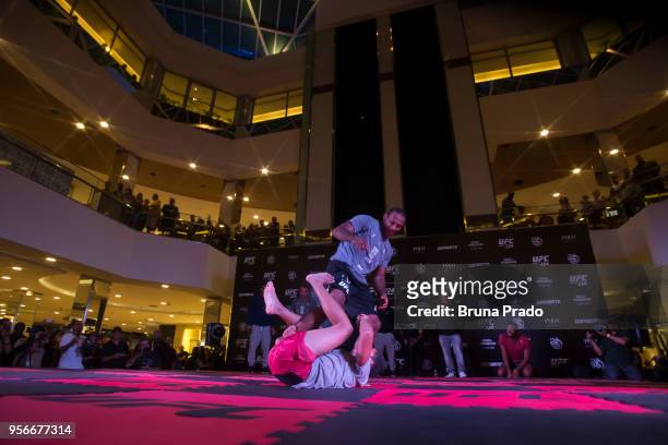 Middleweight contender Jacare Souza of Brazil holds an open training session at Barra Shopping Mall on May 9, 2018 in Rio de Janeiro, Brazil.