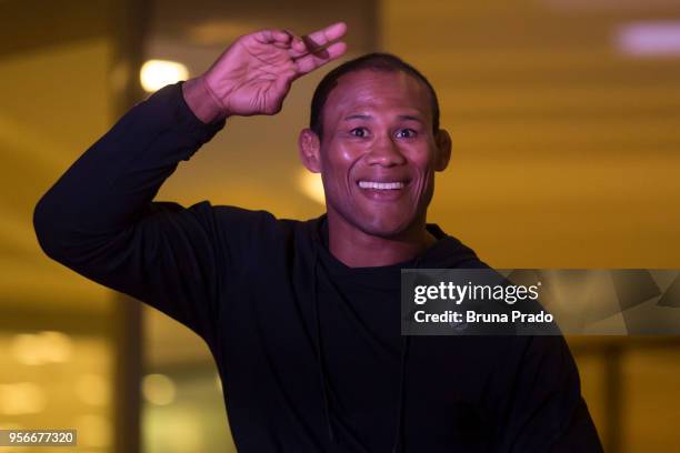 Middleweight contender Jacare Souza of Brazil holds an open training session at Barra Shopping Mall on May 9, 2018 in Rio de Janeiro, Brazil.