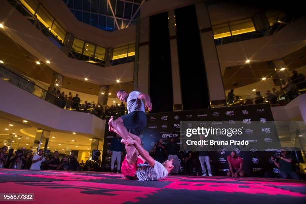 Middleweight contender Jacare Souza of Brazil holds an open training session at Barra Shopping Mall on May 9, 2018 in Rio de Janeiro, Brazil.