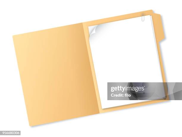 illustrations, cliparts, dessins animés et icônes de dossier de manille avec papiers - cahier ouvert
