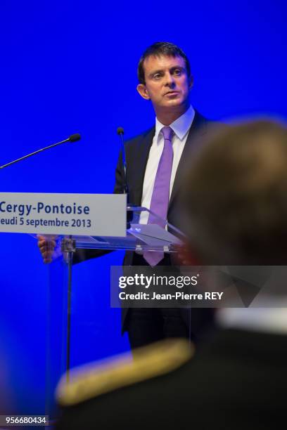 Le Ministre de l'Intérieur Manuel Valls Cergy le 5 septembre 2013.