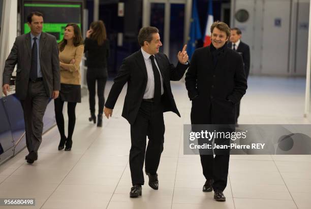 Nicolas Sarkozy reçoit François Baroin rue de Vaugirard Paris le 2 décembre 2014.