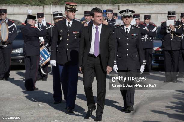 Le Ministre de l'IntÈrieur Manuel Valls cérémonie dans le cadre du redéploiement Police et Gendarmerie Persan le 5 septembre 2013.