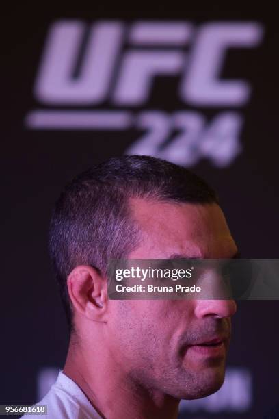 Middleweight contender Vitor Belfort of Brazil holds an open training session at Barra Shopping Mall on May 9, 2018 in Rio de Janeiro, Brazil.