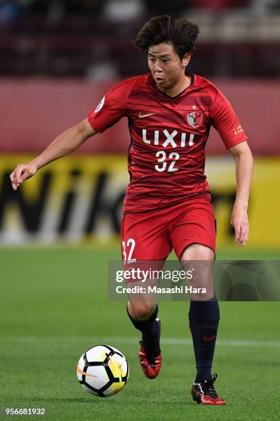 Koki Anzai of Kashima Antlers in action during the AFC Champions League Round of 16 first leg match between Kashima Antlers and Shanghai SIPG at...