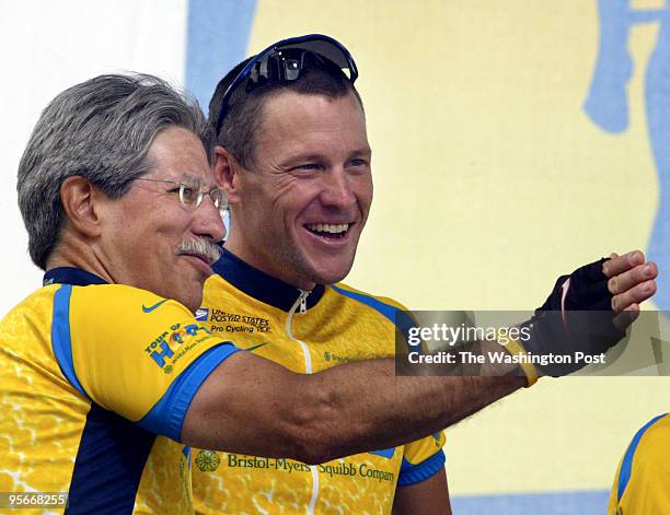 Lance Armstrong and fellow rider Robert Stuart, who founded the clinical trials program and bone marrow transplant unit of the Midical University of...