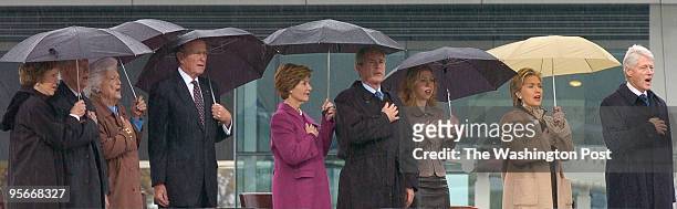 Former Presidents, First Ladies and current President Rosalynn Carter, Jimmy Carter, Barbara Bush, George H.W. Bush, Laura Bush, George W. Bush,...