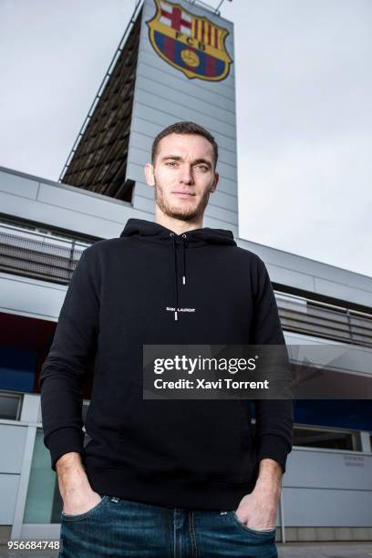 Thomas Vermaelen poses for a portrait in the Ciutat Esportiva Joan Gamper on February 12, 2018 in Barcelona, Spain.