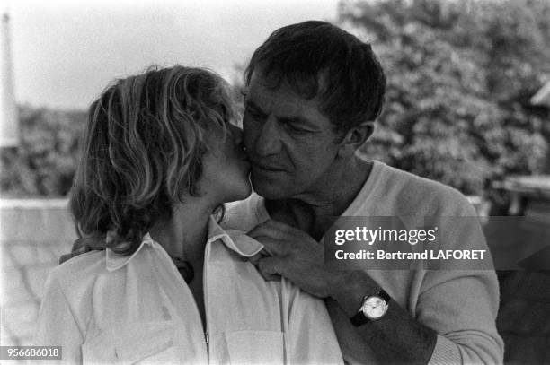 Anne Bennent et son son père Heinz Bennent lors du tournage du film 'Lulu' à Berlin le 1er octobre 1979, Allemagne.
