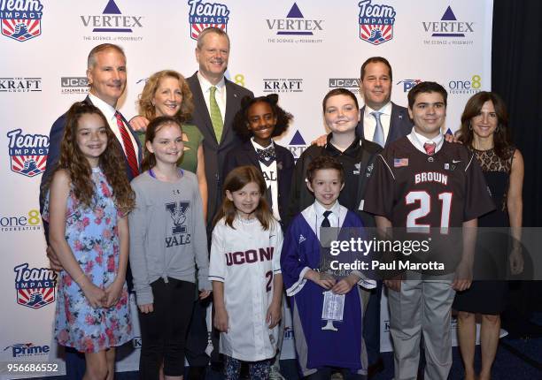 Massachusetts Governor Charlie Baker and guests attend the 2018 Team Impact Game Day Gala at Seaport World Trade Center on May 9, 2018 in Boston,...