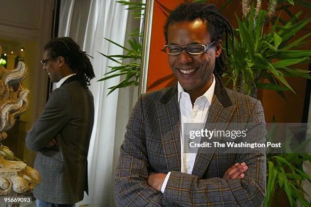 Colson Whitehead, author of "Apex Hides the Hurt" shown here at Hotel Monaco.