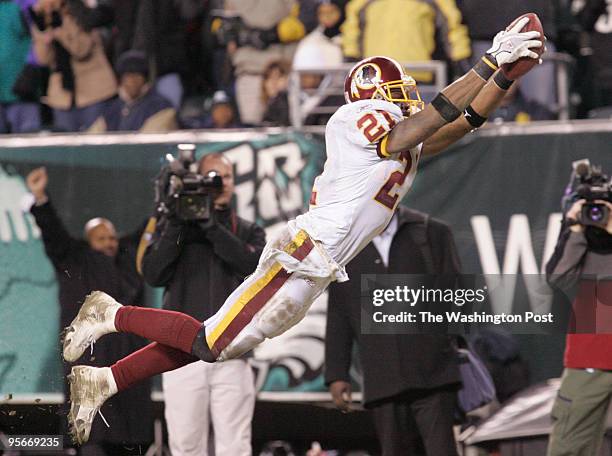 Redskins safety Sean Taylor seals the fate of the Philadelphia Eagles- and the Redskins- as he dives in to the endzone for the game's final touchdown...