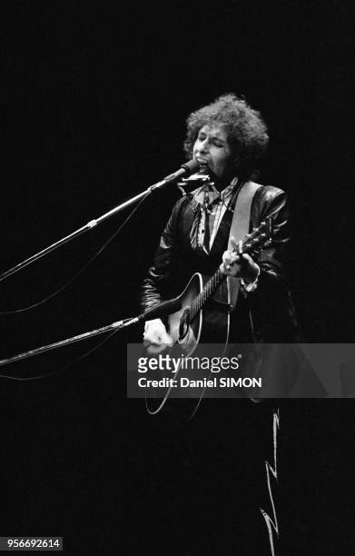 Bob Dylan en concert à Paris en juillet 1978, France.