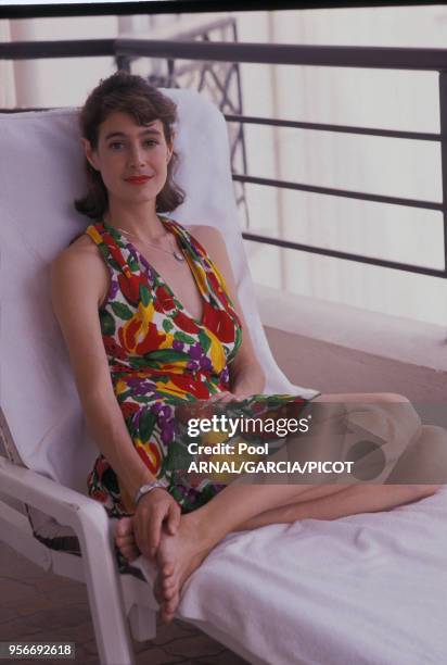 Actrice américaine Sean Young lors du Festival de Cannes en mai 1990, France.