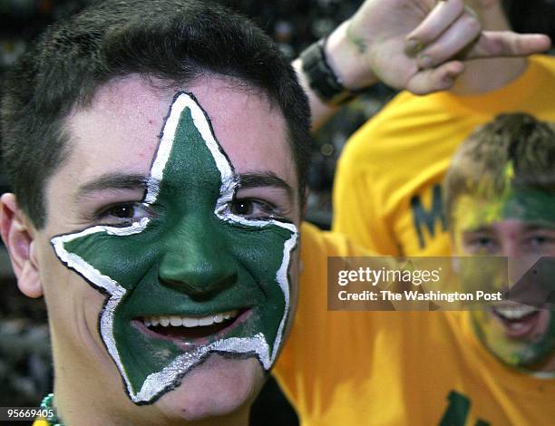 Sophmore, Jacob Champion painted his face for the sweet sixteen, NCAA Regional semifinals. George Mason University beat Wichita State in the Mens...