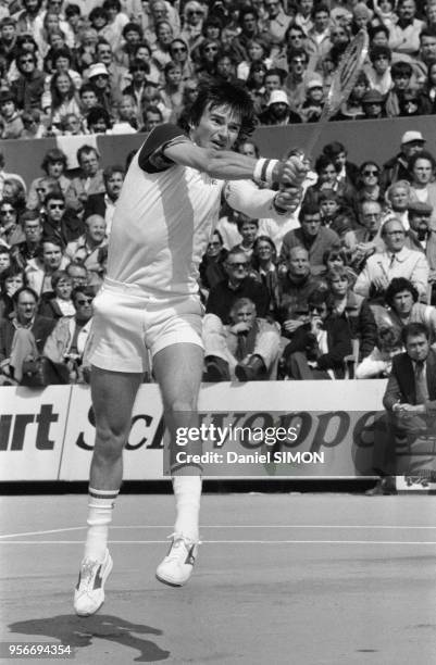 Jimmy Connors lors d'un match à Roland-Garros en juin 1980, France.