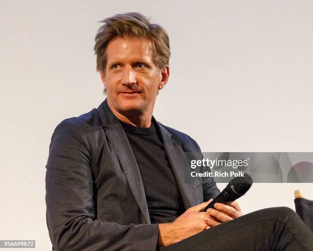 Actor Paul Sparks speaks on stage at the Academy of Television Arts and Sciences' screening of 'WACO' at the Sherry Lansing Theatre at Paramount...