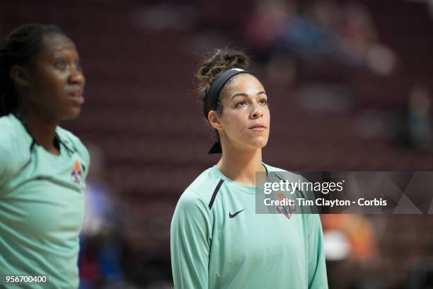 May 7: Kia Nurse of the New York Liberty and Tina Charles of the New York Liberty during warm up before the Dallas Wings Vs New York Liberty, WNBA...