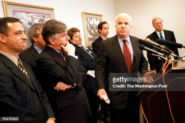 Rep. Marty Meehan, part of the Shays-Meehan campaign finance reform bill, held a press conference regarding the bill at the Capitol. Sen. John McCain...