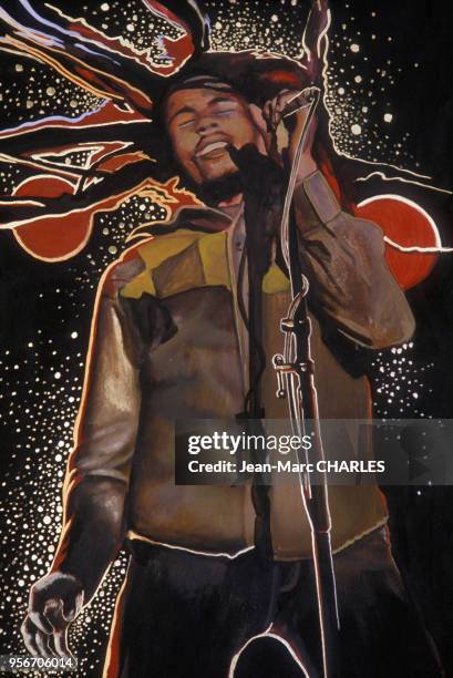 Le chanteur Bob Marley, peinture de Greg Gawra.