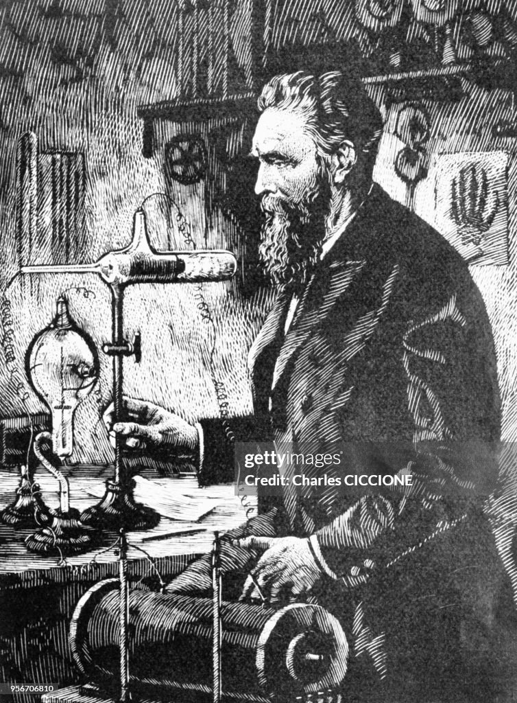 Wilhelm Conrad Röntgen dans son laboratoire