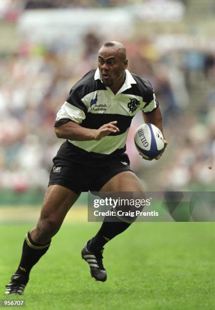 Jonah Lomu of Barbarians in action during the Scottish Amicable Tour Match between England and The Barbarians played at Twickenham in London....