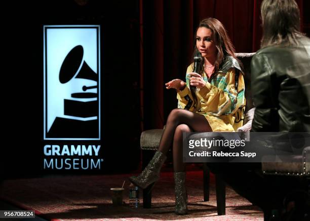 Bea Miller speaks with GRAMMY Museum Executive Director Scott Goldman at The Drop: Bea Miller at The GRAMMY Museum on May 9, 2018 in Los Angeles,...