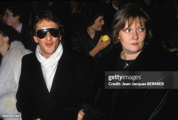 Gilbert Montagné et sa femme lors du concert de Catherine Lara au Zenith à Paris le 7 février 1985, France.