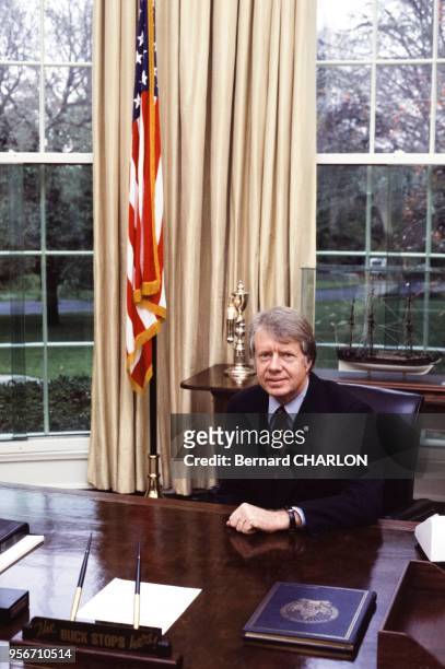 Le président américain Jimmy Carter à la Maison-Blanche en 1977 à Washington, Etats-Unis.