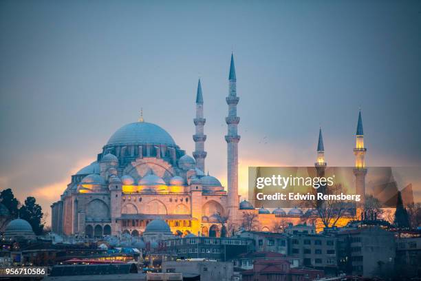 night mosque - suleymaniye mosque stock pictures, royalty-free photos & images