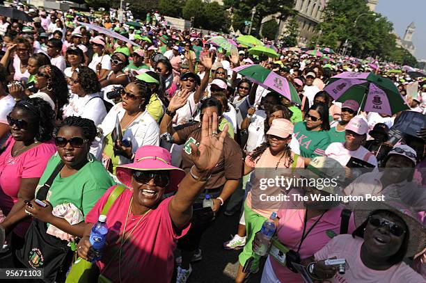 Thousands participate in Unity Day March of the nine historically black fraternities and sororities, spearheaded by Alpha Kappa Alpha - oldest...