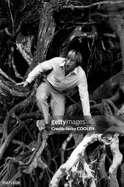 Gérard Depardieu sur le tournage du film 'La Chèvre' qui a été tourné en grande partie dans la jungle mexicaine en novembre 1981, Mexique.