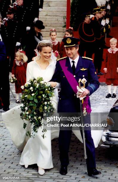 Mariage de Philippe de Belgique et Mathilde d'Udekem d'Acoz le 4 décembre 1999 à Bruxelles en Belgique.