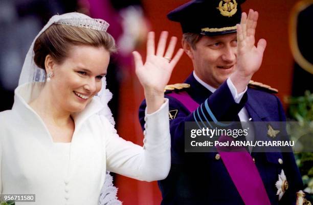 Mariage de Philippe de Belgique et Mathilde d'Udekem d'Acoz le 4 décembre 1999 à Bruxelles en Belgique.