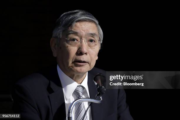 Haruhiko Kuroda, governor of the Bank of Japan , speaks during an event in Tokyo, Japan, on Thursday, May 10, 2018. A summary of opinions from BOJ...