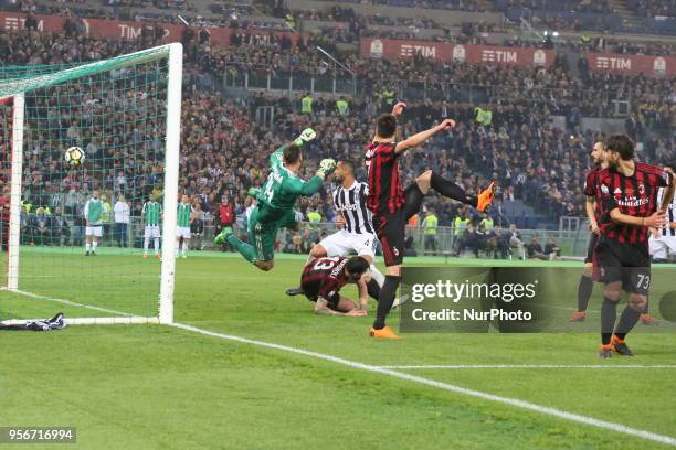 Kalinic's own goal during the Italian Cup final match between Juventus FC and AC Milan at Stadio Olimpico on May 09, 2018 in Rome, Italy. Juventus...