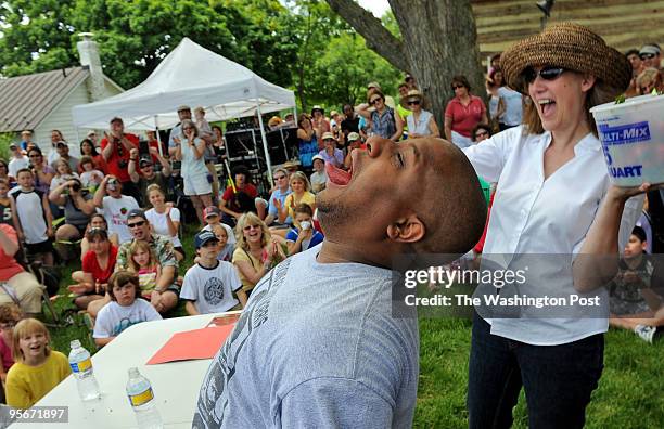 Juan Brito-Nina entered this year for the first time in the amature portion of the National Strawberry Eating Competition and won first place....