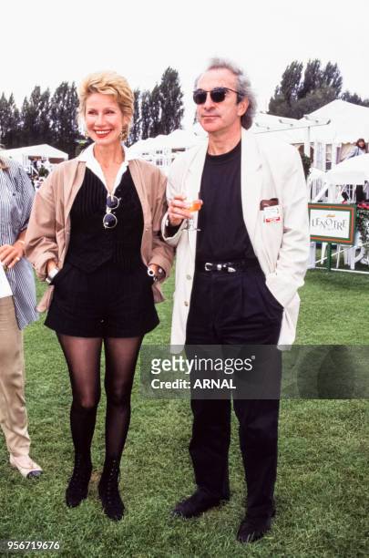 Danièle Gilbert et son mari Patrick lors du Trophée Lancôme à Saint-Nom-la-Bretèche en septembre 1988, France.