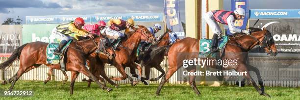 Toorak Warrior ridden by Jye McNeil wins the Independent Cranes BM58 Handicap at Echuca Racecourse on May 10, 2018 in Echuca, Australia.