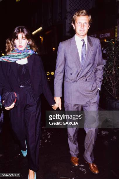 Caroline de Monaco et Stefano Casiraghi à Paris en 1984, France.