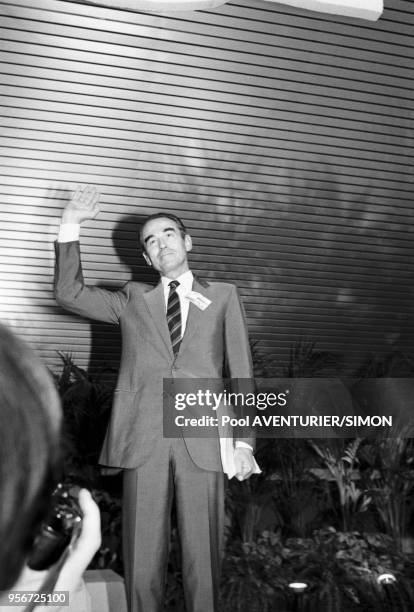 Robert Badinter lors du congrès du Parti Socialiste à Toulouse du 11 au 13 octobre 1985, France.