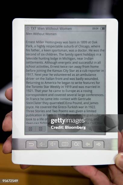 Link Corp.'s eBook e-reader sits on display during the 2010 International Consumer Electronics Show in Las Vegas, Nevada, U.S., on Saturday, Jan. 9,...
