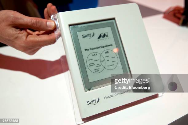 The Reader Development Kit for the upcoming Skiff e-reader is displayed during the 2010 International Consumer Electronics Show in Las Vegas, Nevada,...